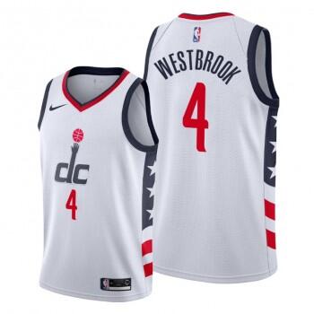 Men's Washington Wizards #4 Russell Westbrook White City Edition Stitched Jersey